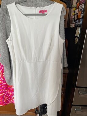 Betsey Johnson Women White Sleeveless Above The Knee 18W